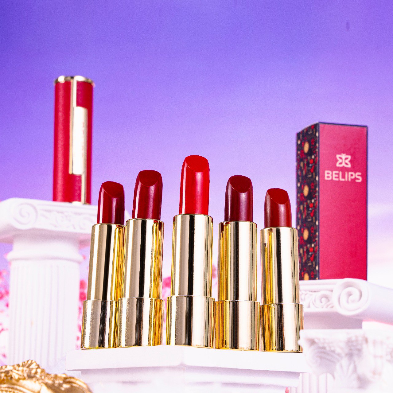 Bộ đôi son thỏi Belips Sexy Lipstick 09 Juliette Red + son kem lì Belips City At Night C02 Sexy Red