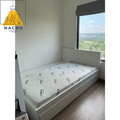 Giường Ngủ 2 Ngăn Kéo Gỗ MDF Nhập Khẩu Cao 35cm