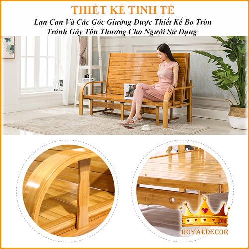 Giường Tre Thông Minh Đa Năng Cho Bà Đẻ, Giường Xếp Thành Ghế Sofa Tiện Lợi Chất Liệu Tự Nhiên, Bề Mặt Nhẵn Mịn, Không Lo Cái Nóng Của Mùa Hè - RoyalDecorHN