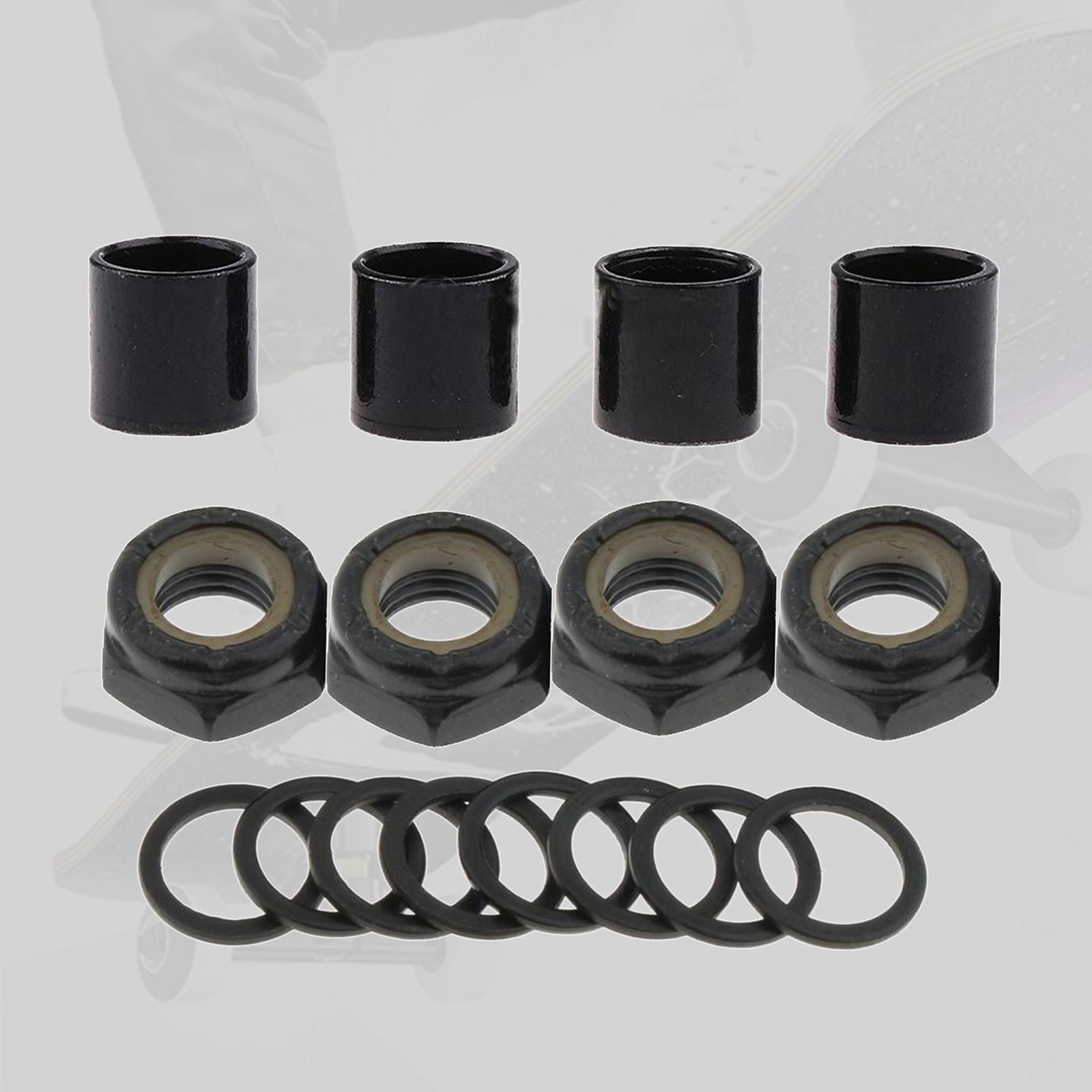 2X Skateboard Truck Axle Washers Spacers Nuts Longboard Rebuild Hardware Black