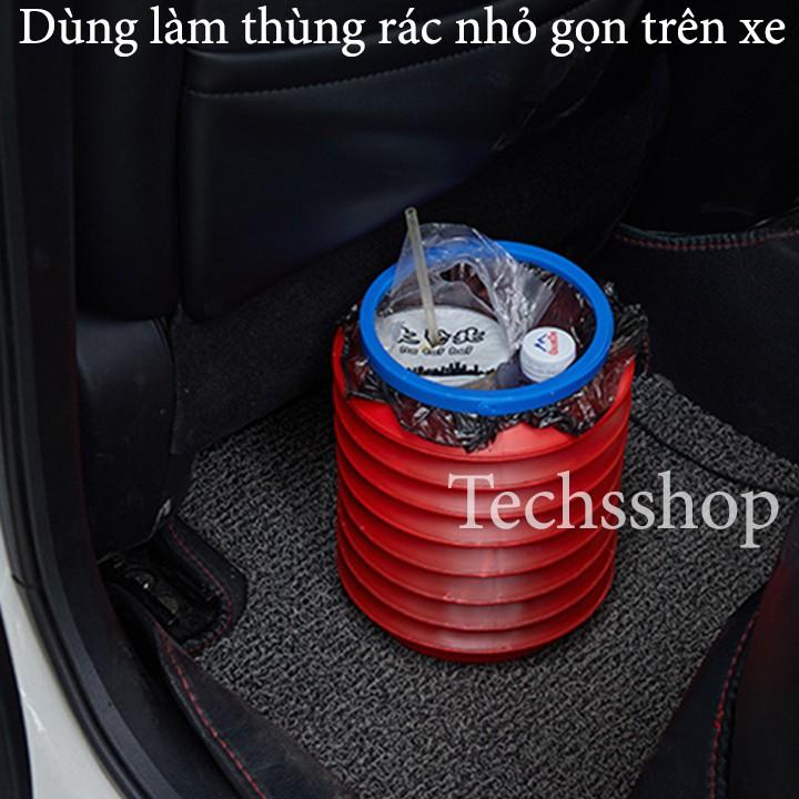 Thùng xếp gọn đa năng có tay xách - xô xếp gọn 4 lít - Thùng rác xếp gọn xe ô tô - Xô gấp gọn tiện lợi