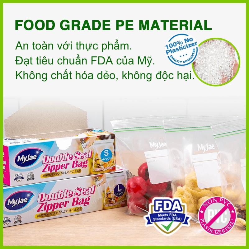 (Chọn Loại) Túi Zip PE Trong Suốt 2 Đường Kéo MyJae, Túi Bọc Đồ Ăn, Rau Củ Bảo Quản Trong Tủ Lạnh