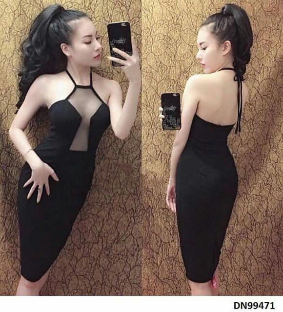 Đầm yếm phối lưới khoét ngực sexy