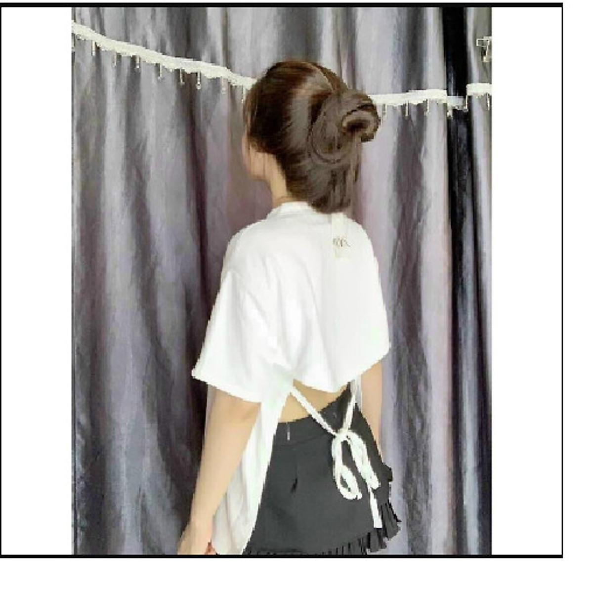 Áo thun nữ form rộng hở lưng cột nơ - Áo nữ kiểu 3/4