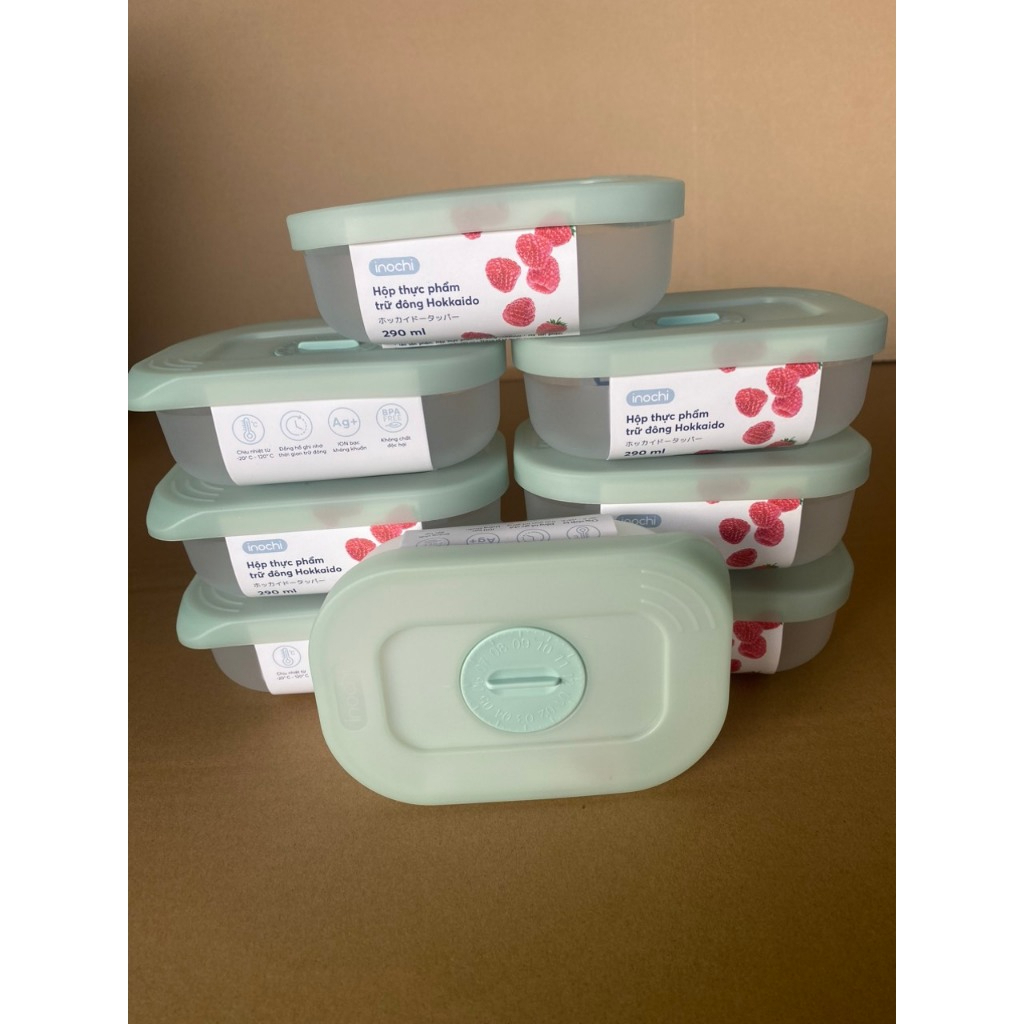 Hộp Đựng Thực Phẩm Trữ Đông Chữ Nhật Nhiều Cỡ Nắp Có Thiết Kế Đồng Hồ Ghi Nhớ Thời Gian Lưu Trữ  ( Tặng kèm khăn lau đa năng pakasa ) - Hàng Chính Hãng INOCHI ( Giao màu ngẫu nhiên)