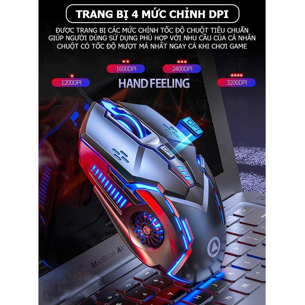 Chuột Máy Tính Chơi Game VINETTEAM G5 , Hiệu Ứng Ánh Sáng 7 Màu Phát Sáng , 6 Nút 4 Tốc Độ Phù Hợp Cho Game Thủ Và Văn Phòng  - Hàng Chính Hãng