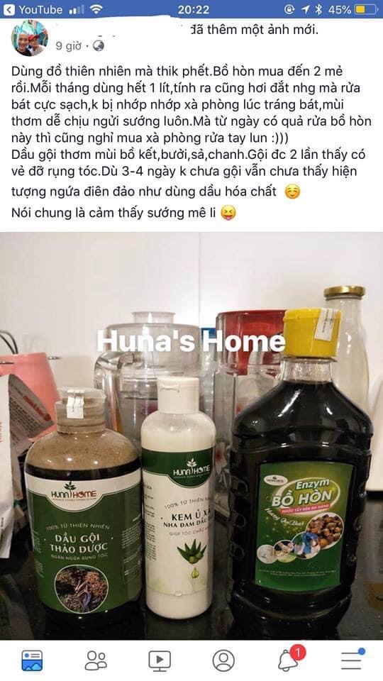 Nước rửa bát Enzyme bồ hòn Huna'shome can 5 Lít
