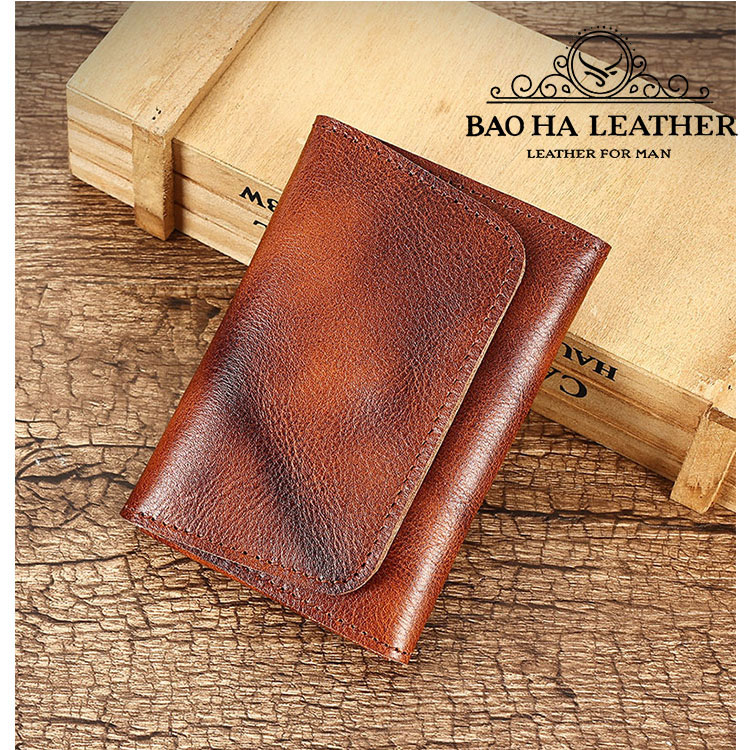 Card Holder Ví Đựng Thẻ Nam Nữ Da Bò Cao Cấp BHM1244 Nhỏ Gọn Gập Đôi Nút Bấm Nhiêu Ngăn Thời Trang