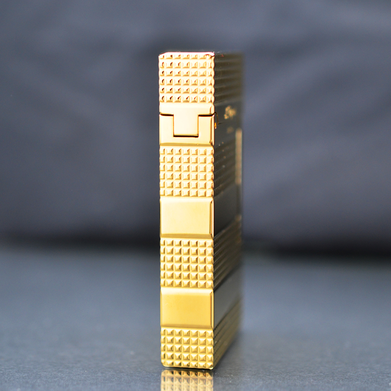 Vỏ Hột Quẹt Bật Lửa Upon D72V Sơn Mài Ánh Vàng Bóng Họa Tiết Ô Vuông Kẻ Ngang Cao Cấp