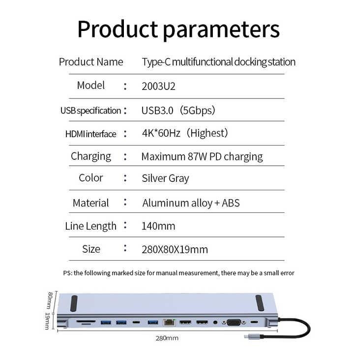 Bộ HUB TEEMO PC Chia 12 Cổng USB Type C To HDMI PD Xuất 3 Màn Hình Dùng Cho Laptop Macbook IPad Điện Thoại TW12E Hàng Chính Hãng