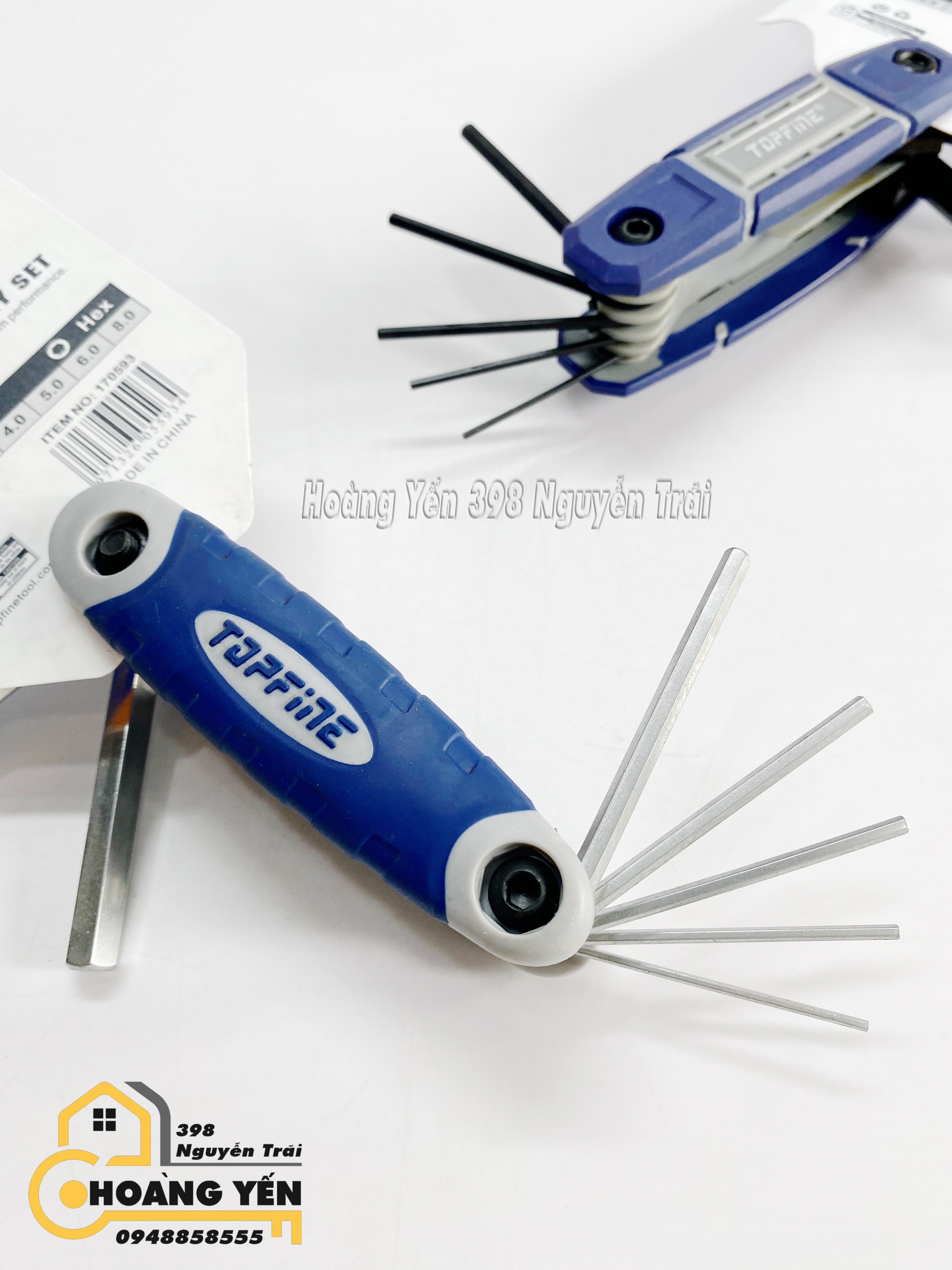 Bộ lục giác gập Thép CRV siêu cứng 8 chi tiết TOPFINE 170593, 170098 Bộ lục giác tránh rơi vãi