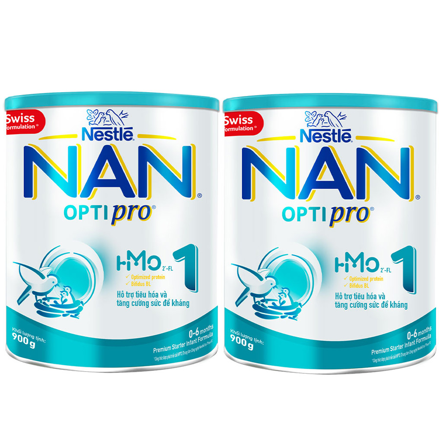 Combo 2 Lon Sữa Bột Nestlé NAN OPTIPRO 1 HMO Lon 900g