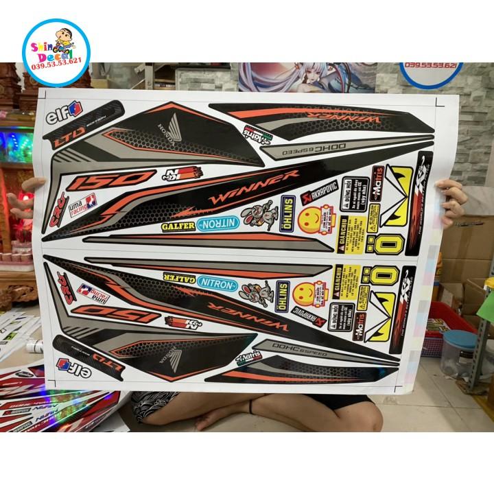 Tem rời winner tổ ong dán xe đen 4