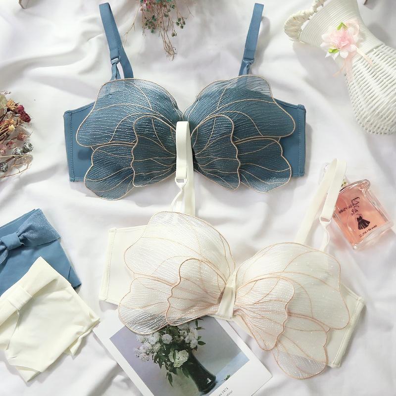 Wasteheart Mới Thời Trang Nữ Đỏ Xanh Quần Lót Bralette Đẩy Lên Quần Lót Cotton Áo Ngực Không Dây Bộ Quần Lót Một B Nữ áo Lót Ngực