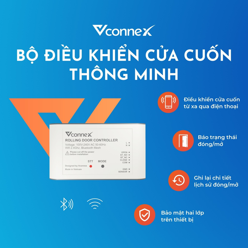 Bộ Điều Khiển Cửa Cuốn Thông Minh Vconnex, Điều Khiển Thông Minh, Lắp Đặt Dễ Dàng