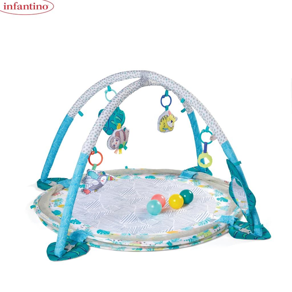 Thảm Chơi Kiêm Quây Bóng 3IN1 Jumbo INFTANTINO Cho Bé Giúp Phát Triển Các Kỹ Năng Vận Động Kèm 5 Đồ Chơi Treo Và Bóng