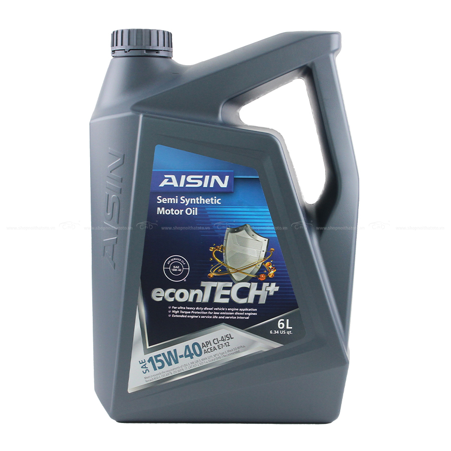 Nhớt Động Cơ AISIN ECSI1546P 15W-40 CI4 / SL Econtech+ Semi Synthetic 6L