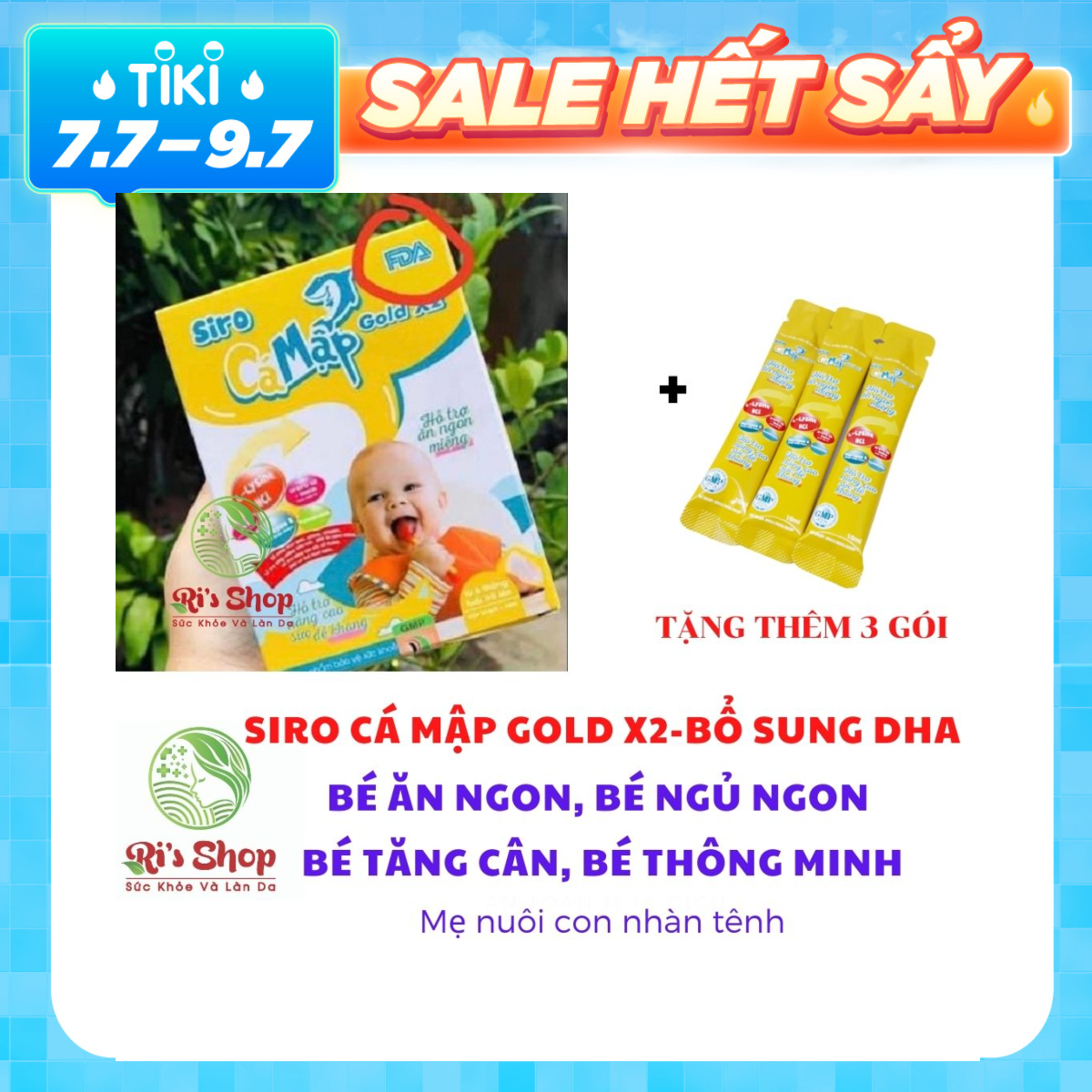 [TẶNG 3 GÓI NHỎ] SIRO CÁ MẬP GOLD X2 - BABY SHARK (MẪU 2021) - SIRO CHO TRẺ BIẾNG ĂN, TÁO BÓN, BỔ SUNG DHA GIÚP BÉ ĂN NGON, NGỦ NGON, TĂNG CÂN VÀ THÔNG MINH HƠN