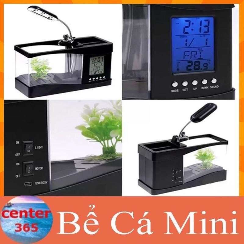 BỂ CÁ MINI KIÊM ĐỒNG HỒ ĐỂ BÀN SIÊU DỄ THƯƠNG JENECA TG-03 (CÓ TẶNG KÈM ĐÁ VÀ CÂY CẢNH)