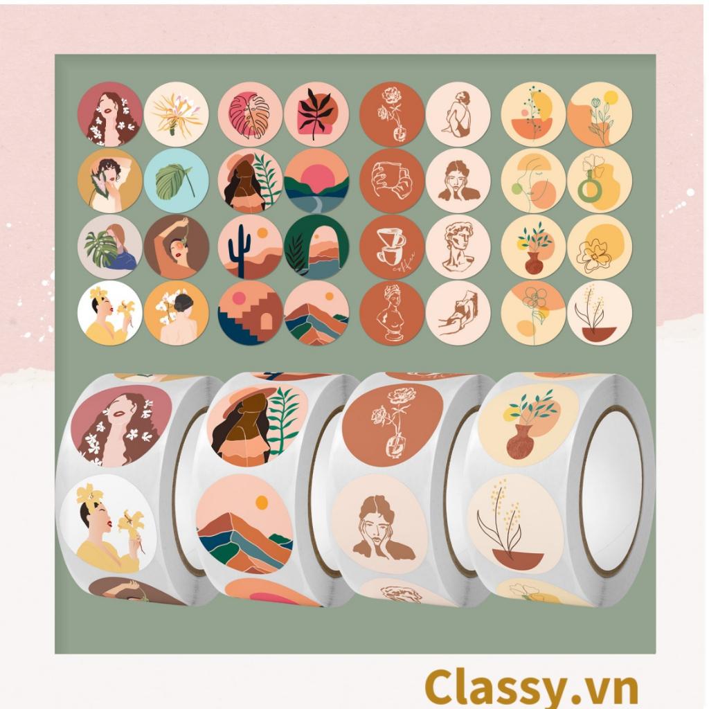 Cuộn 500 Sticker 2.5CM Thank you dán niêm phong túi giấy Classy , hộp bánh handmade, tem dán thiệp, hộp quà tặng Q686