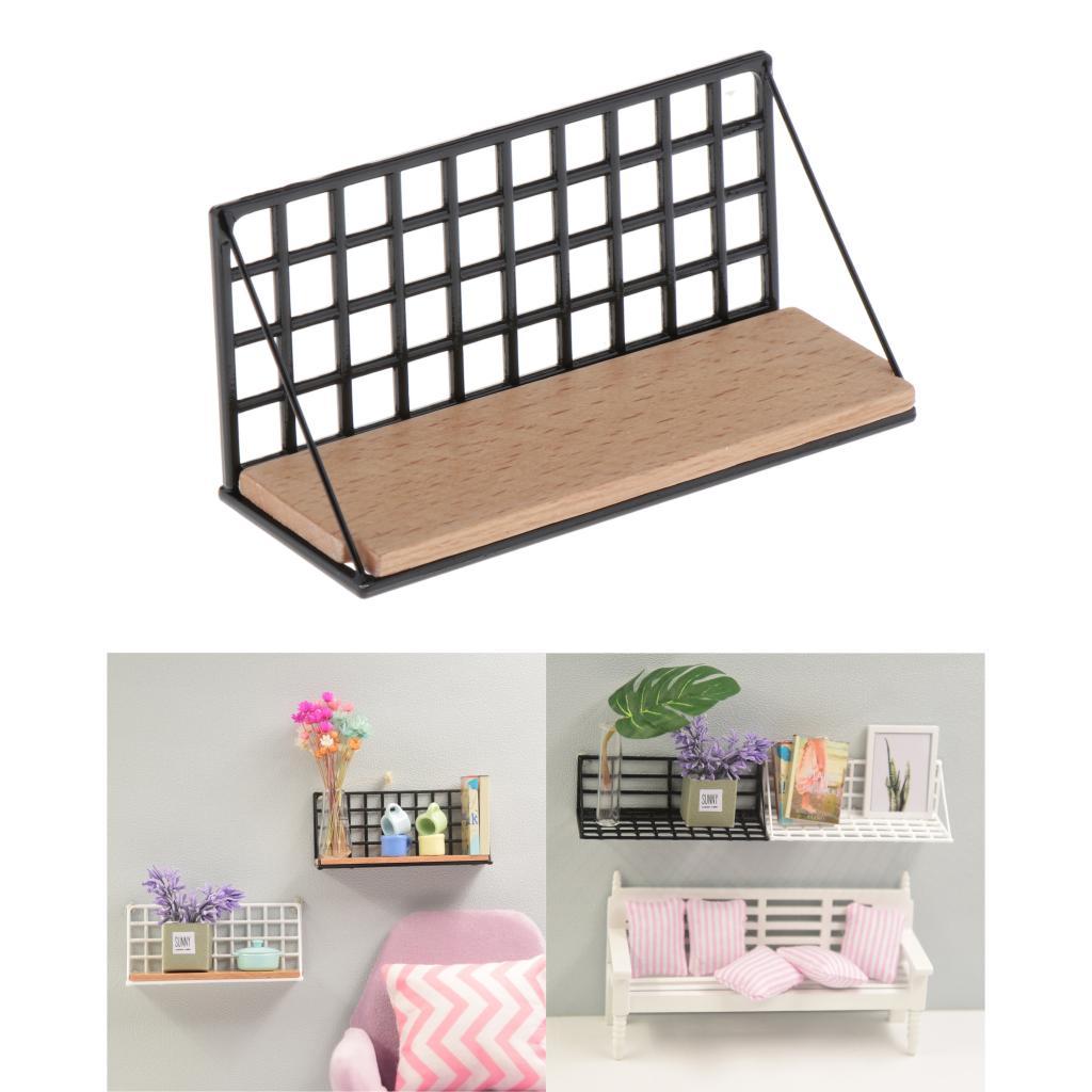 1:12 Mini Dollhouse Furniture Room Black Wall Shelf Rack Model DIY Kit