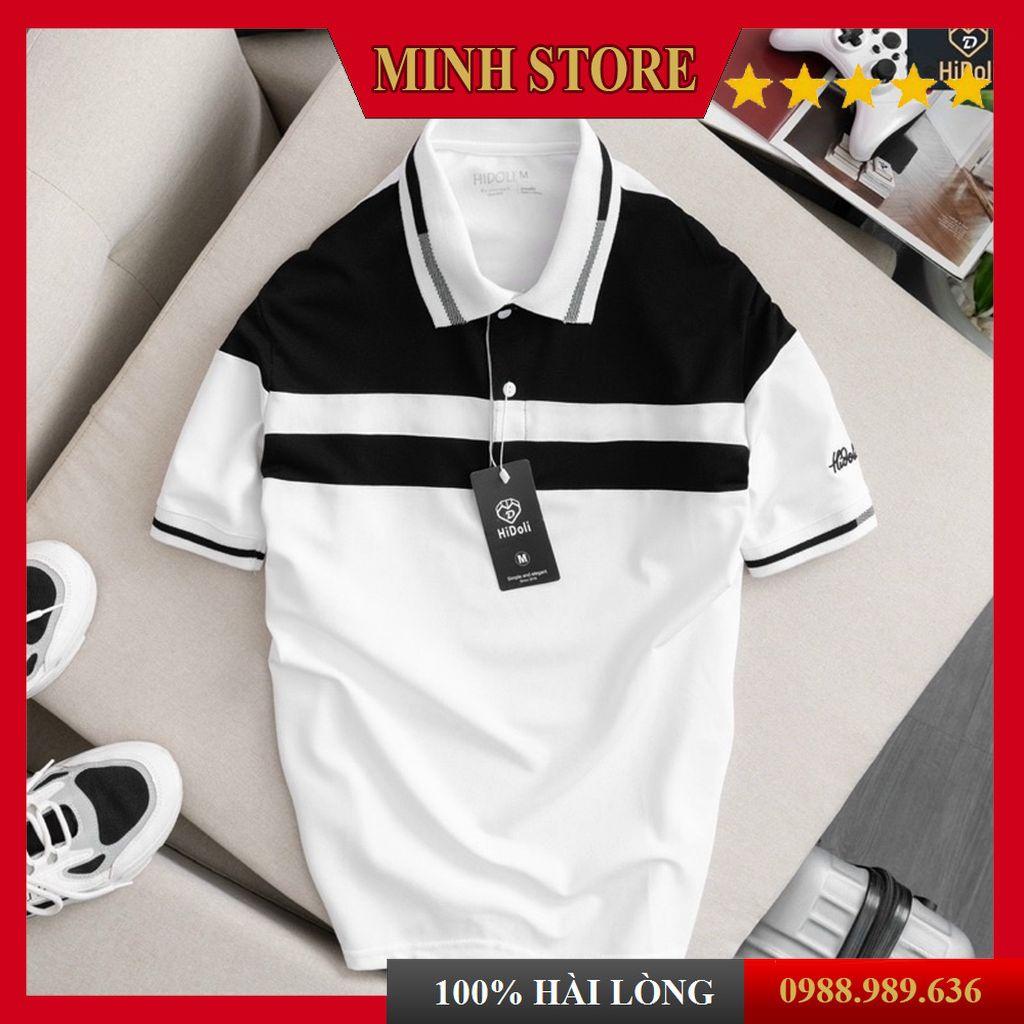 Áo polo nam ngắn tay cotton cá sấu phối màu kẻ ngang, áo thun unisex có cổ chất co dãn 4 chiều AT07 - MS88