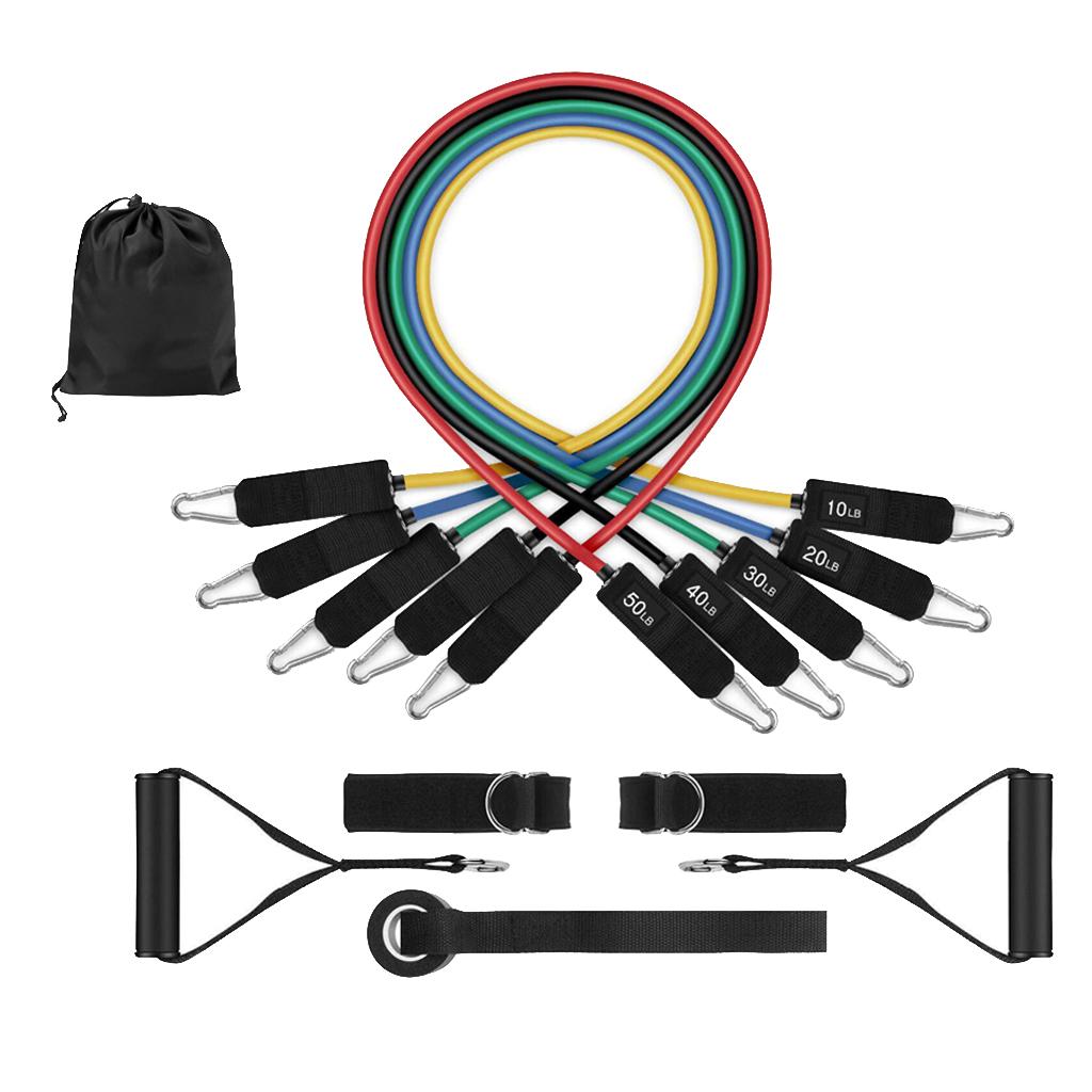 11 Pieces Resistance Bands Set with Foam Handles Workout Bands Gym Yoga Kit