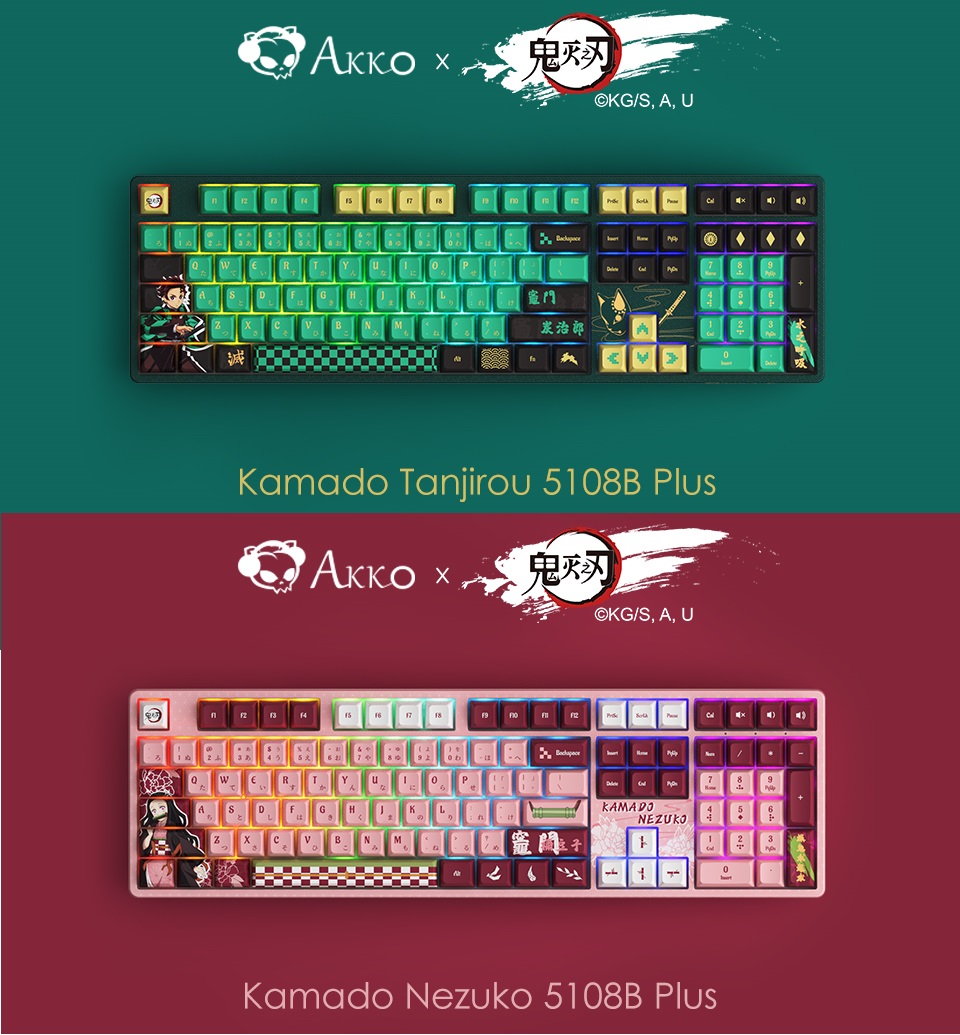 Bàn phím cơ AKKO 5108B Plus Demon Slayer - Kamado Nezuko/Kamado Tanjirou (Multi-modes/Hotswap/RGB/Akko cs switch - CrystaI) - Hàng chính hãng