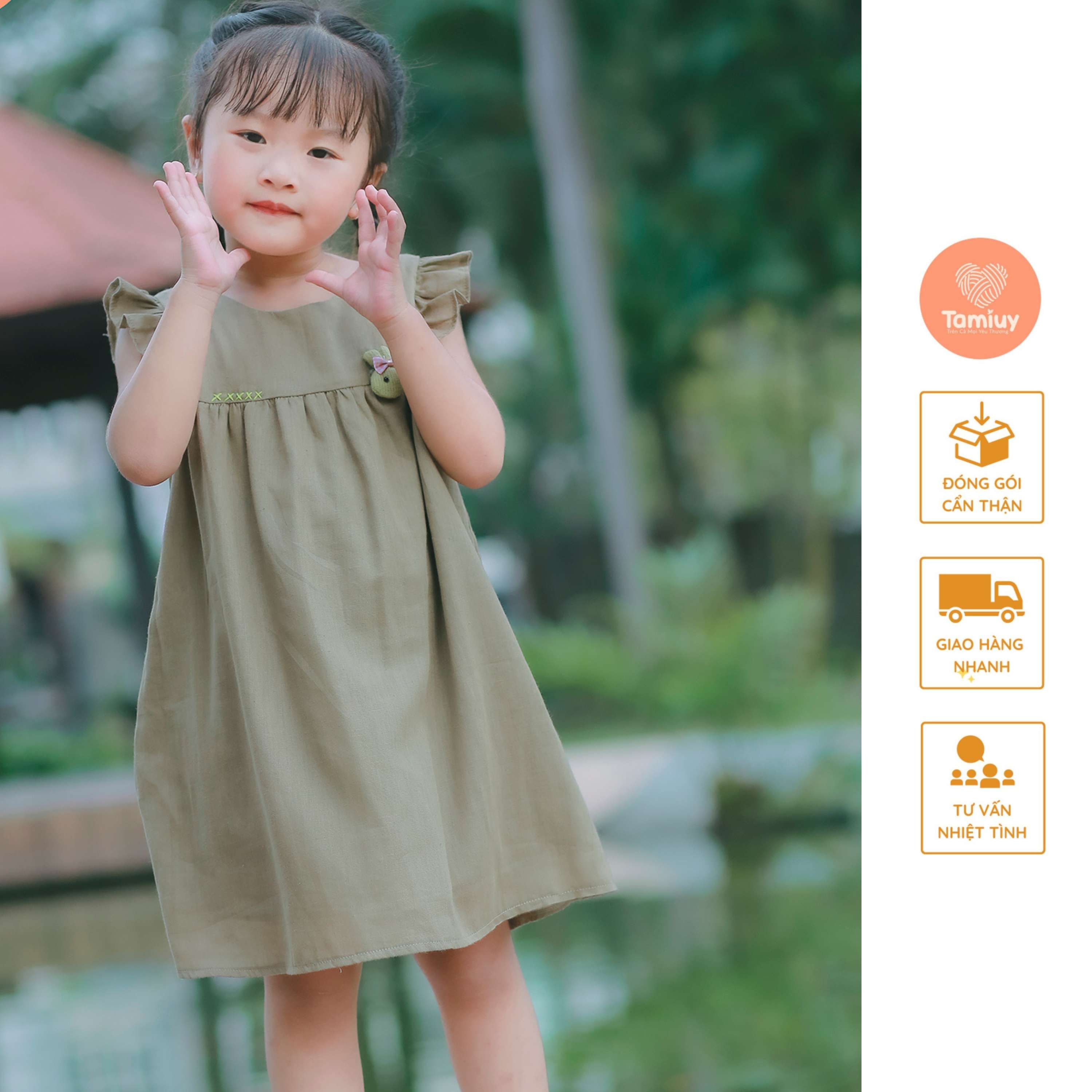 Set Đầm Bé Gái Tamiuy Đính  Thú   Phối Quần Đùi Phồng Dễ Thương Phong Cách Ngày Hè  Thoải Mái Vui Chơi Cho Bé Gái