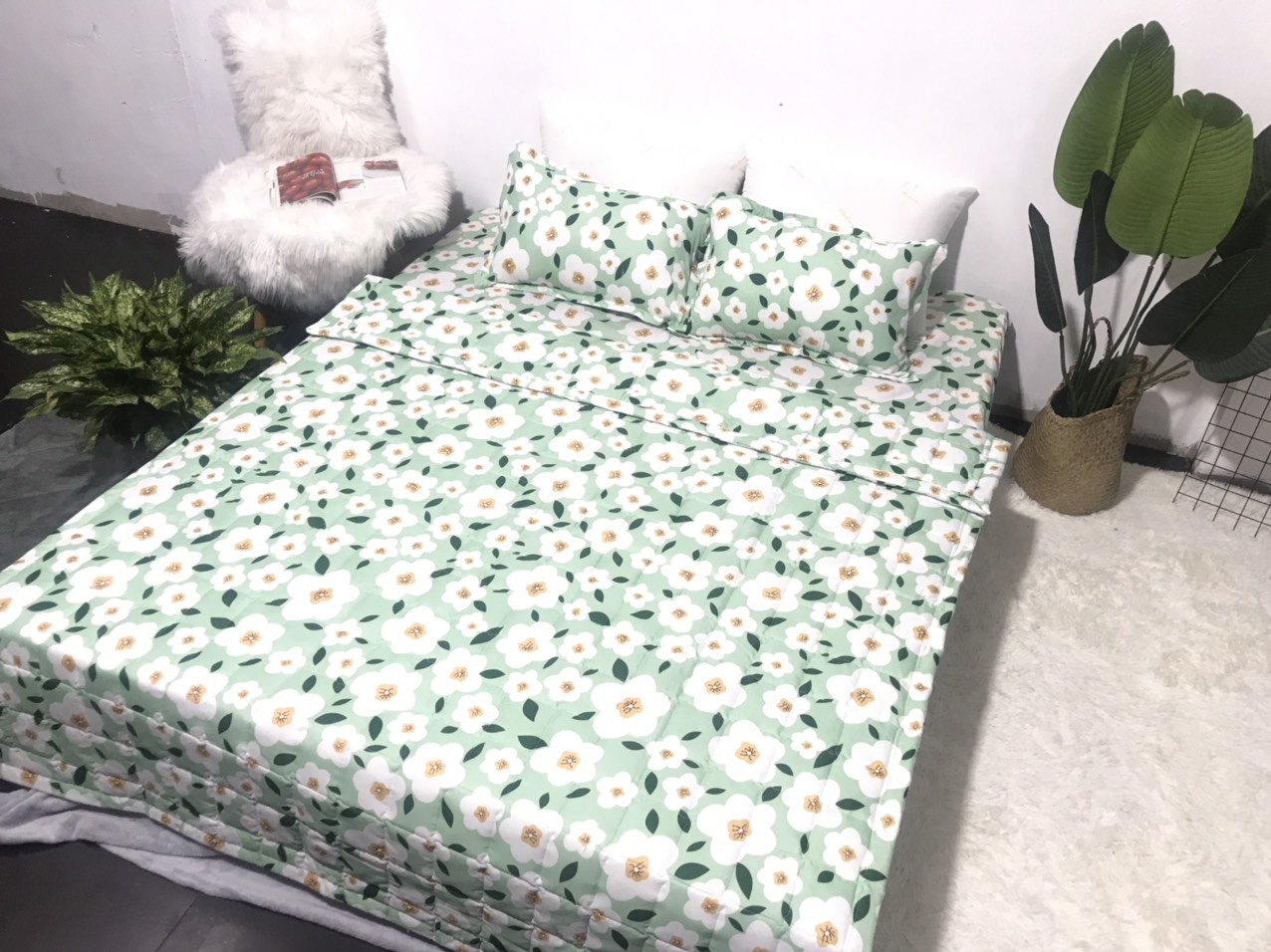 Bộ Chăn Ga Gối Hè Thu 5 Món CHM1
