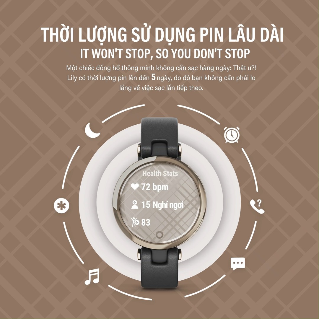 Đồng hồ thông minh Garmin Lily_Mới, hàng chính hãng