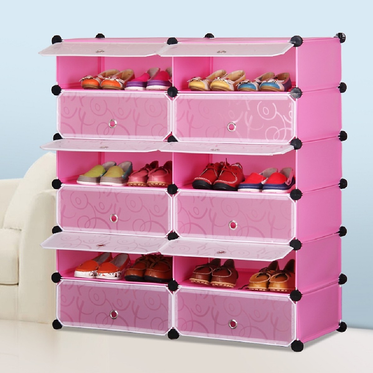 Tủ giày lắp ghép  12 ô kiểu 2x6