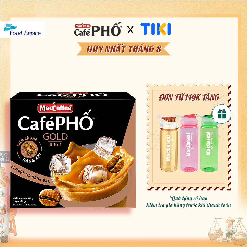 Hộp Cà phê Phố sữa đá GOLD - MacCoffee (hộp 10 gói x 28g)