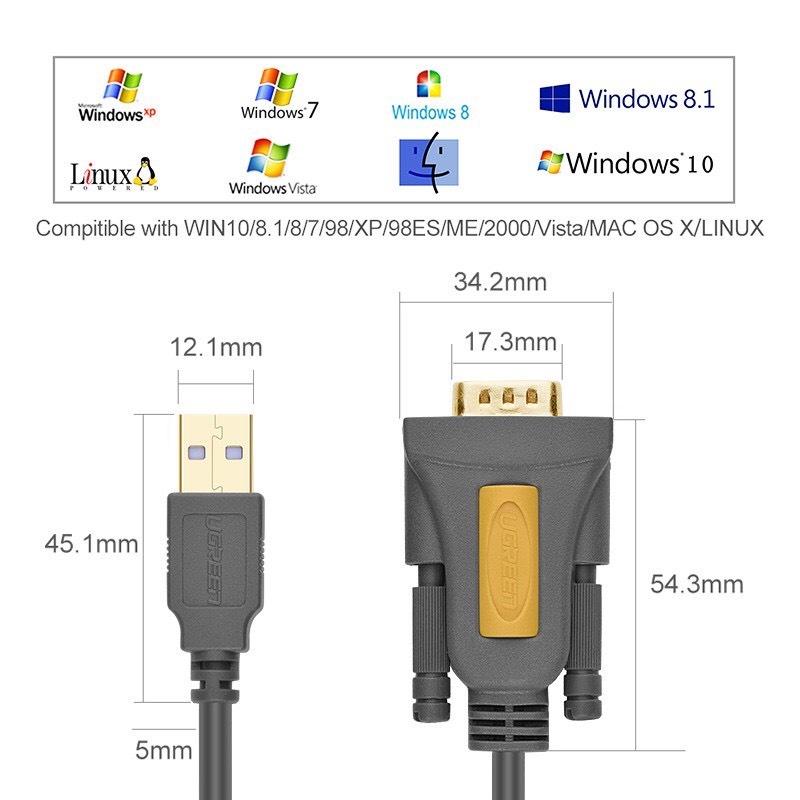 Cáp Chuyển USB Sang RS232 | 20211 20222 20223 20210 CR104 | Lõi đồng Nguyên Chất 100%, Chống Nhiễu, Chống Oxi Hóa