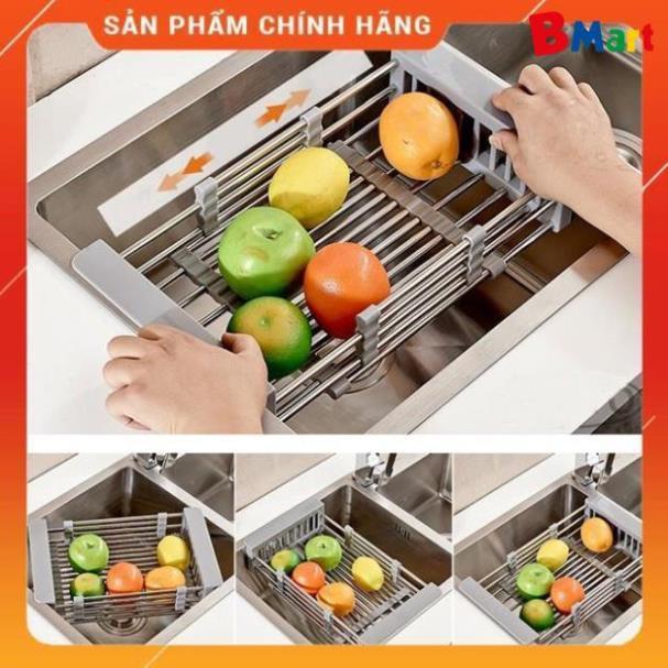 Khay Đa Năng Để Chậu Rửa Chén - Rổ Kệ Inox Đa Năng Co Giãn - Rửa Rau, Trái Cây, Úp Chén