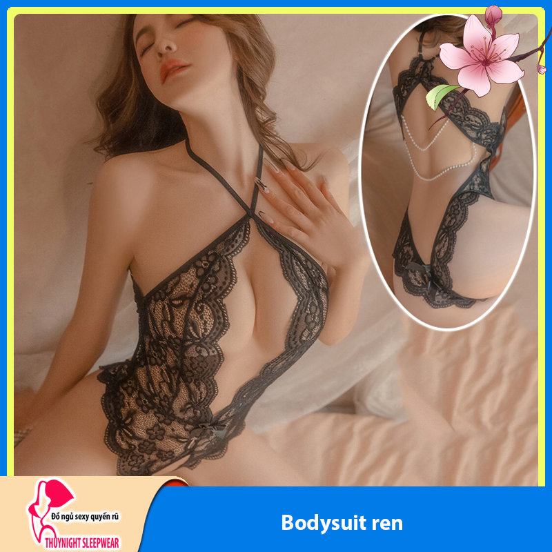 Q530 Váy ngủ bodysuit ren cổ yếm xẻ đáy sexy gợi cảm- Đầm ngủ nữ bodysuit quyến rũ - Đồ ngủ nữ