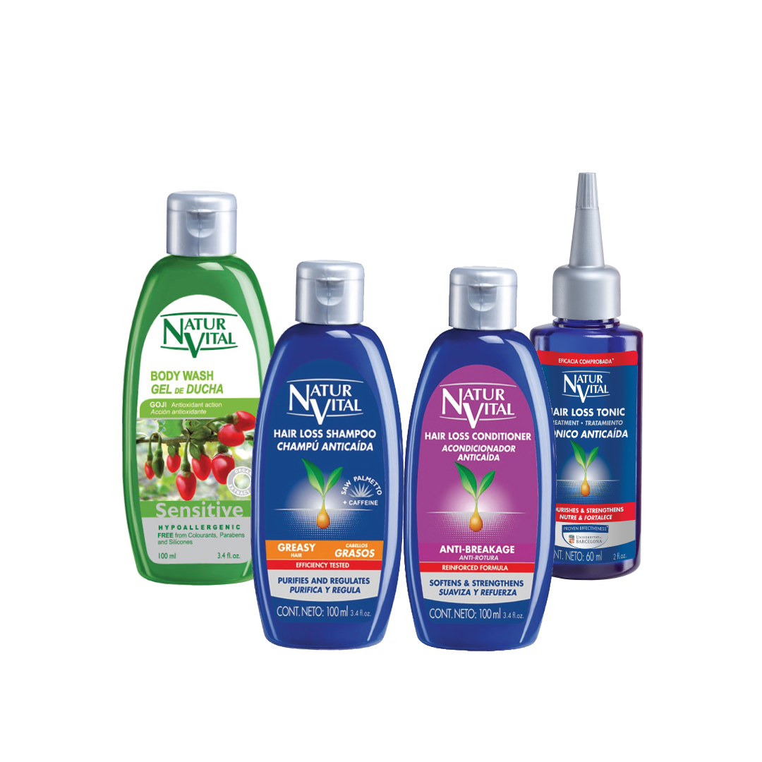 Combo Chăm Sóc Tóc NaturVital Anti-Hair Loss Size Mini Du Lịch Dành Cho Tóc Thường & Hư Tổn, Hỗ Trợ Giảm Rụng