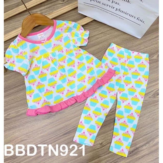 HOT Bộ babydoll tay búp ngắn quần dài thun borip xuất khẩu cho bé từ 11 đến 23kg - Bộ quần áo bé gái - pikakids