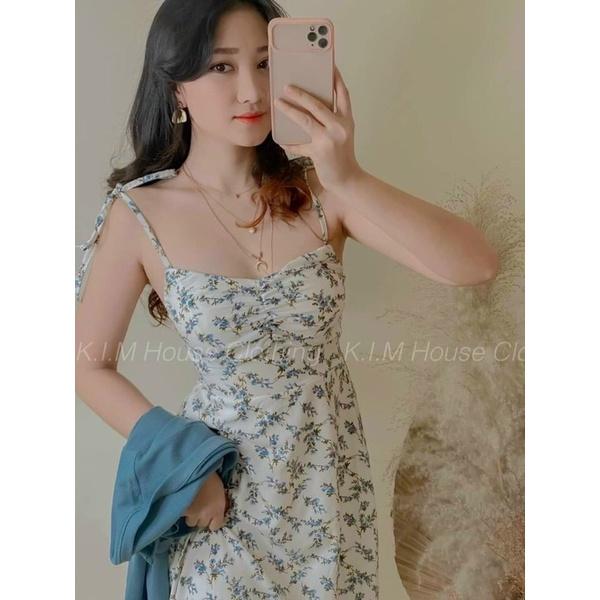 007 - SET ĐẦM MIDI HOA 2S KÈM KHOÁC XANH