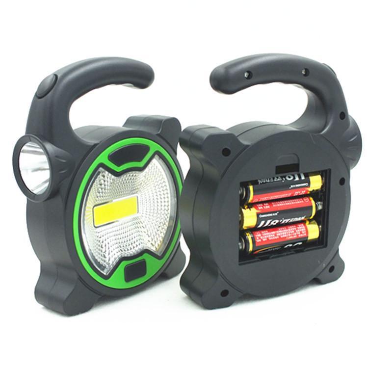 Đèn Pin Led Cob 2 Chế Độ Chống Nước Di Động Có Tay Cầm Dùng 3 Pin Aa Tiện Dụng