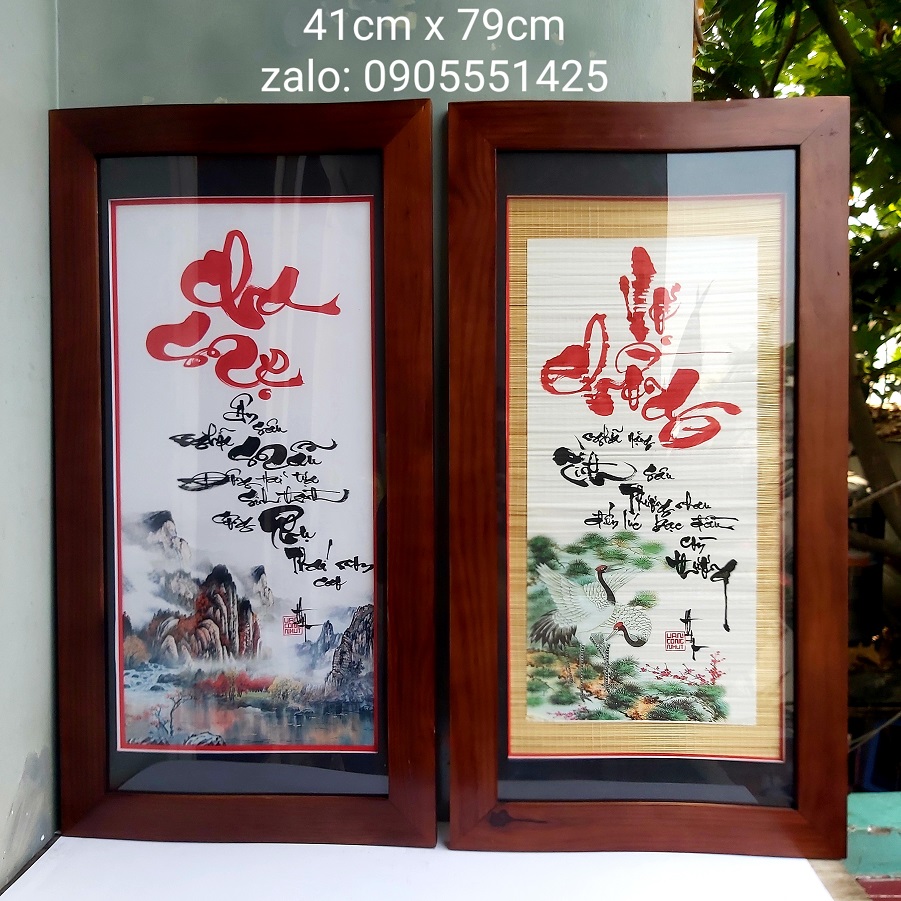 Cặp Tranh thư pháp cha mẹ và vợ chồng. Quà tặng ông bà, cha mẹ, tân gia , khai trương. Quà tết