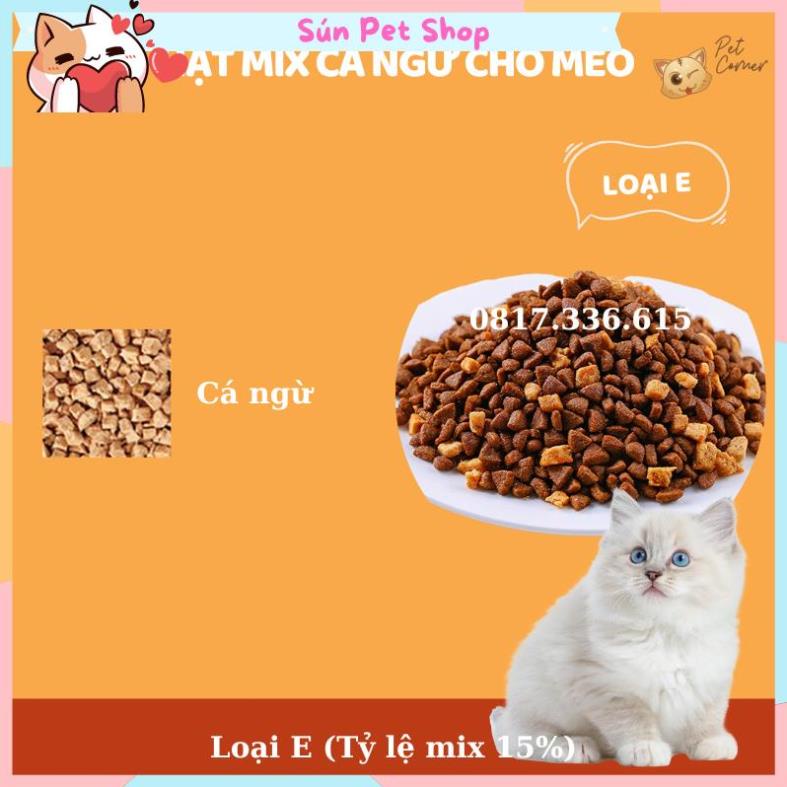 Hạt mix cao cấp cho mèo trộn thịt bò, gà, tôm, cá, lòng đỏ trứng, rau củ quả - Thức ăn hạt cho mèo kén ăn