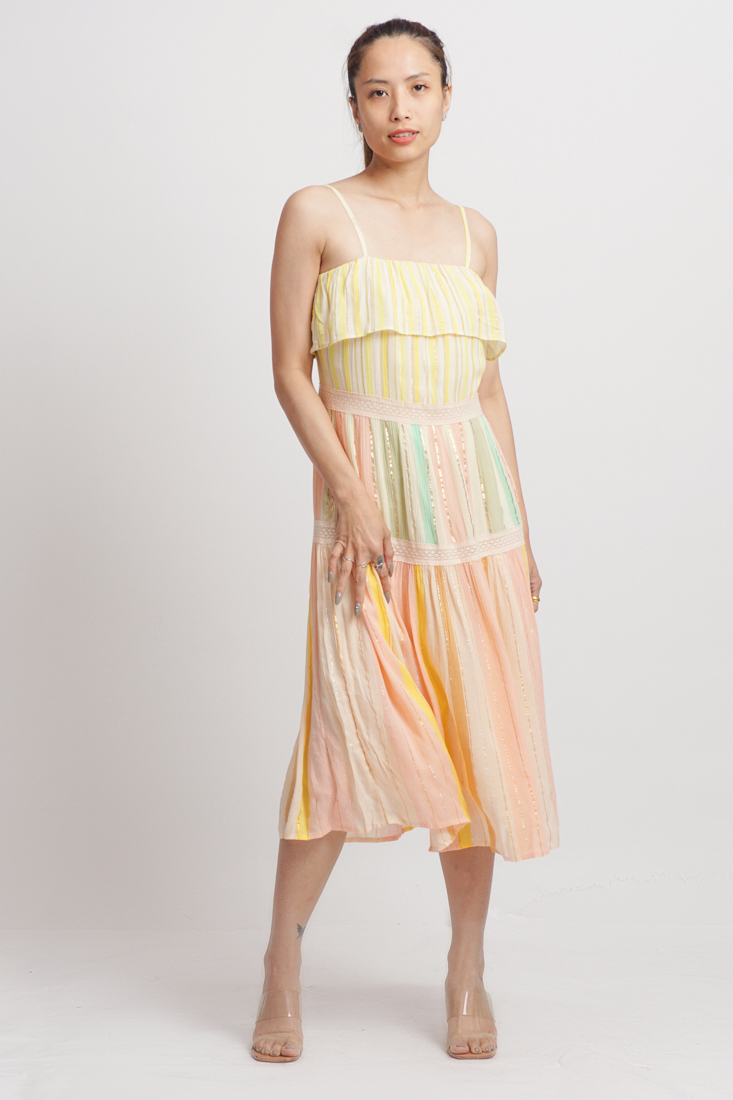 Đầm Midi Ánh Kim Cotton Cao Cấp Luna Llena