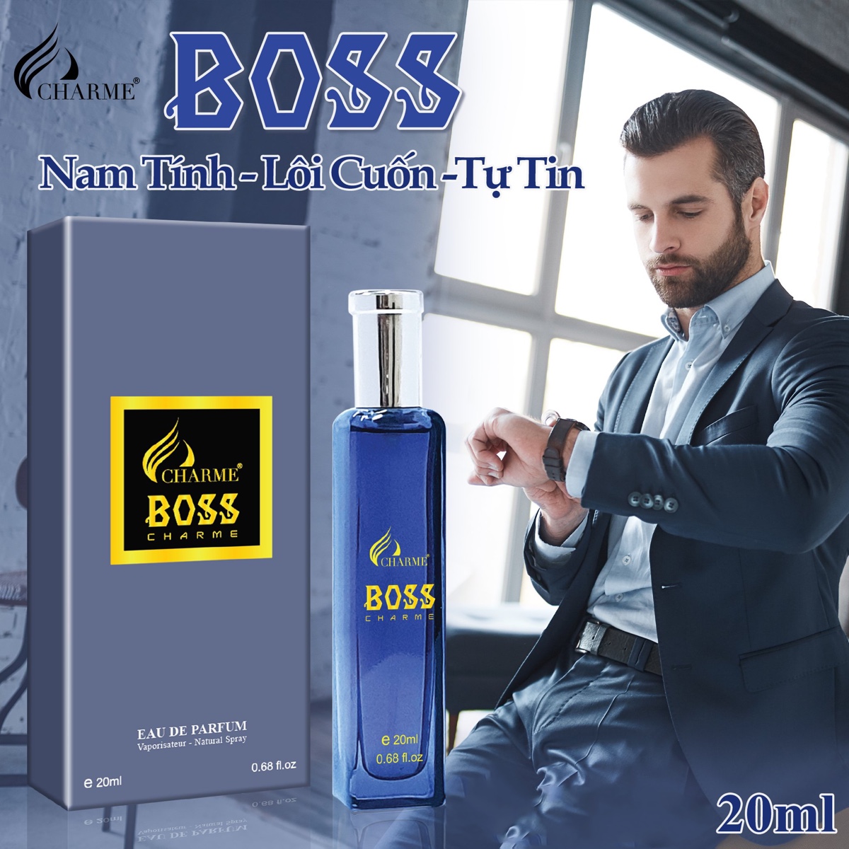 Nước Hoa Nam Cao Cấp BOSS CHARME 20ml Dòng Nước Hoa Phương Đông Hương Thơm Độc Đáo Mạnh Mẽ Dành Cho Phái Mạnh