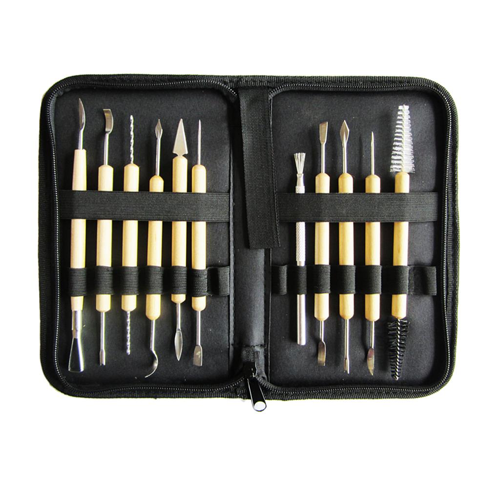11x Pottery Clay Sculpture Carving Modelling Ceramic Tools Set DIY Art Craft