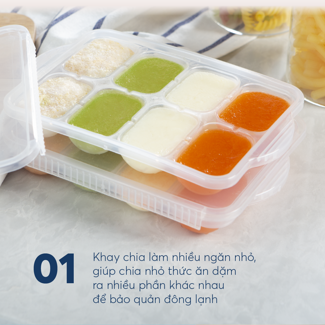 Khay trữ đông đồ ăn dặm Amori (Tặng kèm Sticker) - INOCHI