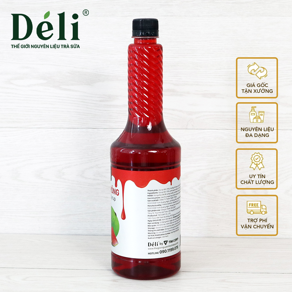 Siro ổi hồng Déli - 350ml - đậm đặc, chuyên dùng pha chế trà trái cây, soda