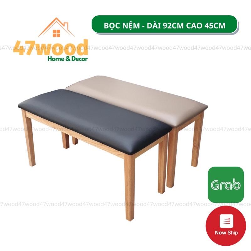 Ghế băng dài 90cm, chân gỗ cao su chắc chắn mặt nệm - Ghế ngồi chờ hành lang 47wood