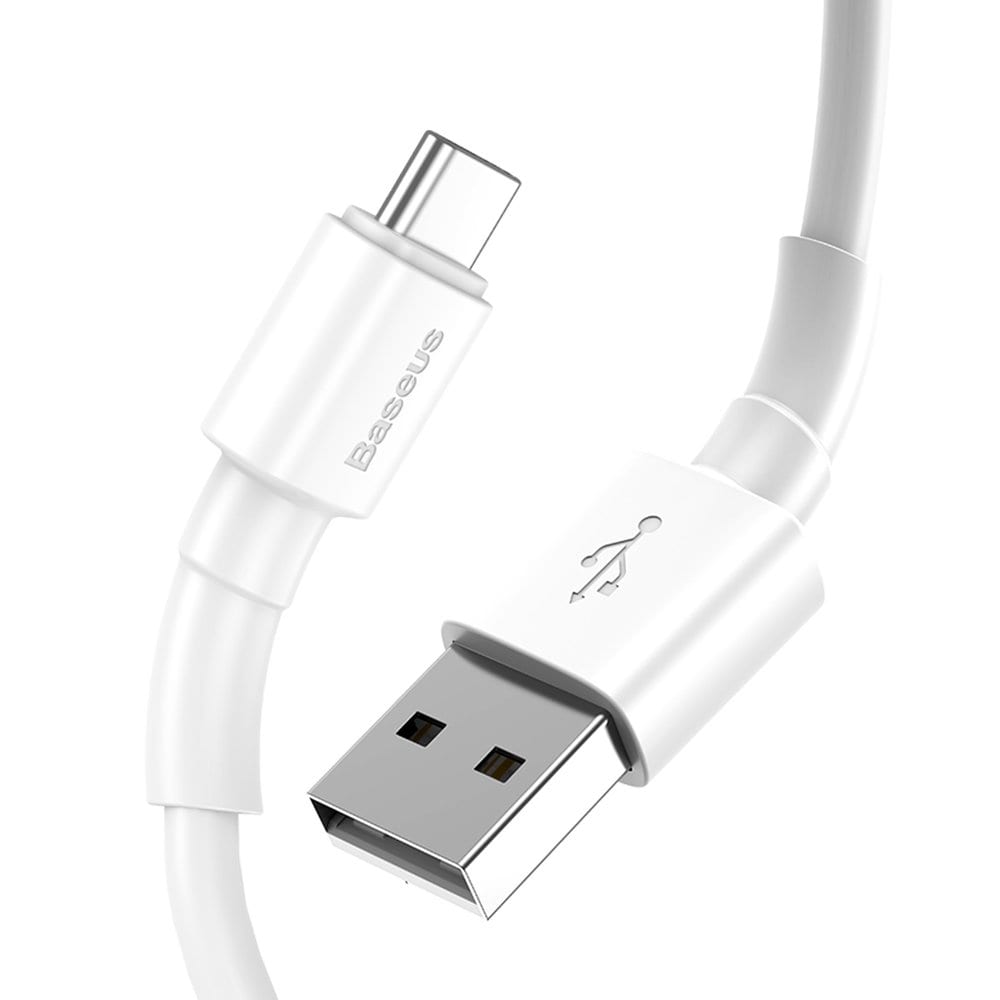 Dây cáp sạc nhanh 3A chuẩn QC 3.0 USB-A to Type-C hiệu Baseus Mini White cho điện thoại / máy tính bảng / iPad Type C trang bị chip sạc thông minh, tốc độ truyền tải dữ liệu tốc độ cao 480Mbps - hàng nhập khẩu