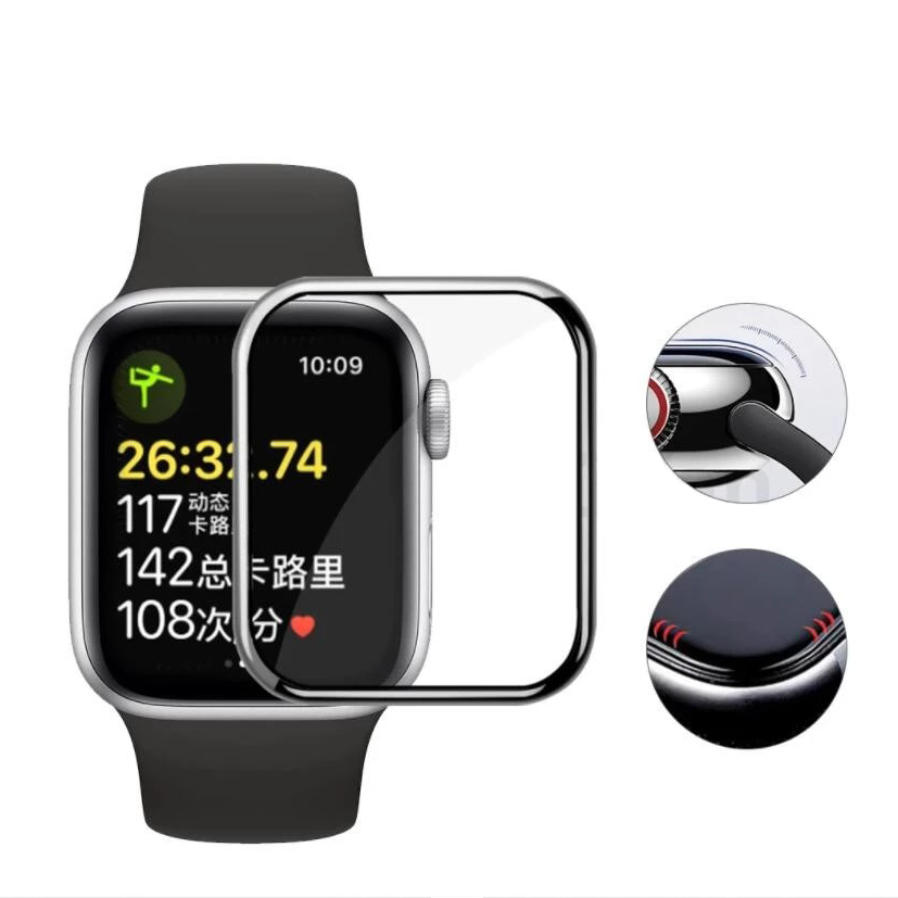 Combo 2c cường lực full màn 3D dành cho Apple Watch Series 1/2/3/4/5/6/7/8/SE bảo vệ màn hình chống trầy xước va đập tặng kèm phụ kiện dán Handtown - Hàng chính hãng